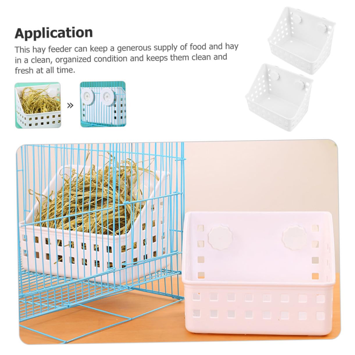 Râtelier à Foin pour Lapin à Fixation, Lot de 2, Plastique Blanc