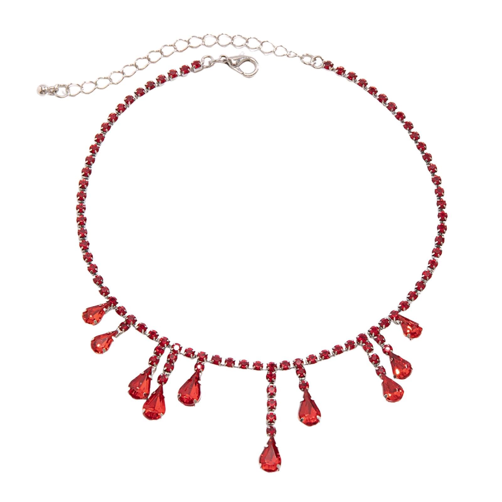 Collar gótico de garra con cristal rojo como joyería de regalo para Navidad 7