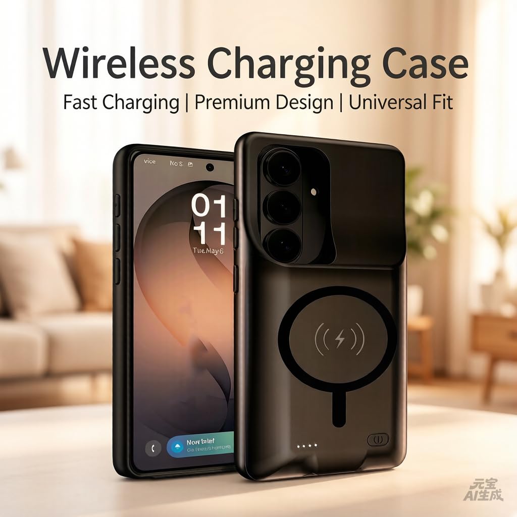 Schutzhülle mit Akku für Samsung Galaxy S23 FE, 10.000 mAh, tragbares Ladegerät, externer Akku, wiederaufladbar, magnetisch, kabelloses Laden, erweiterter Schutz, externes Laden