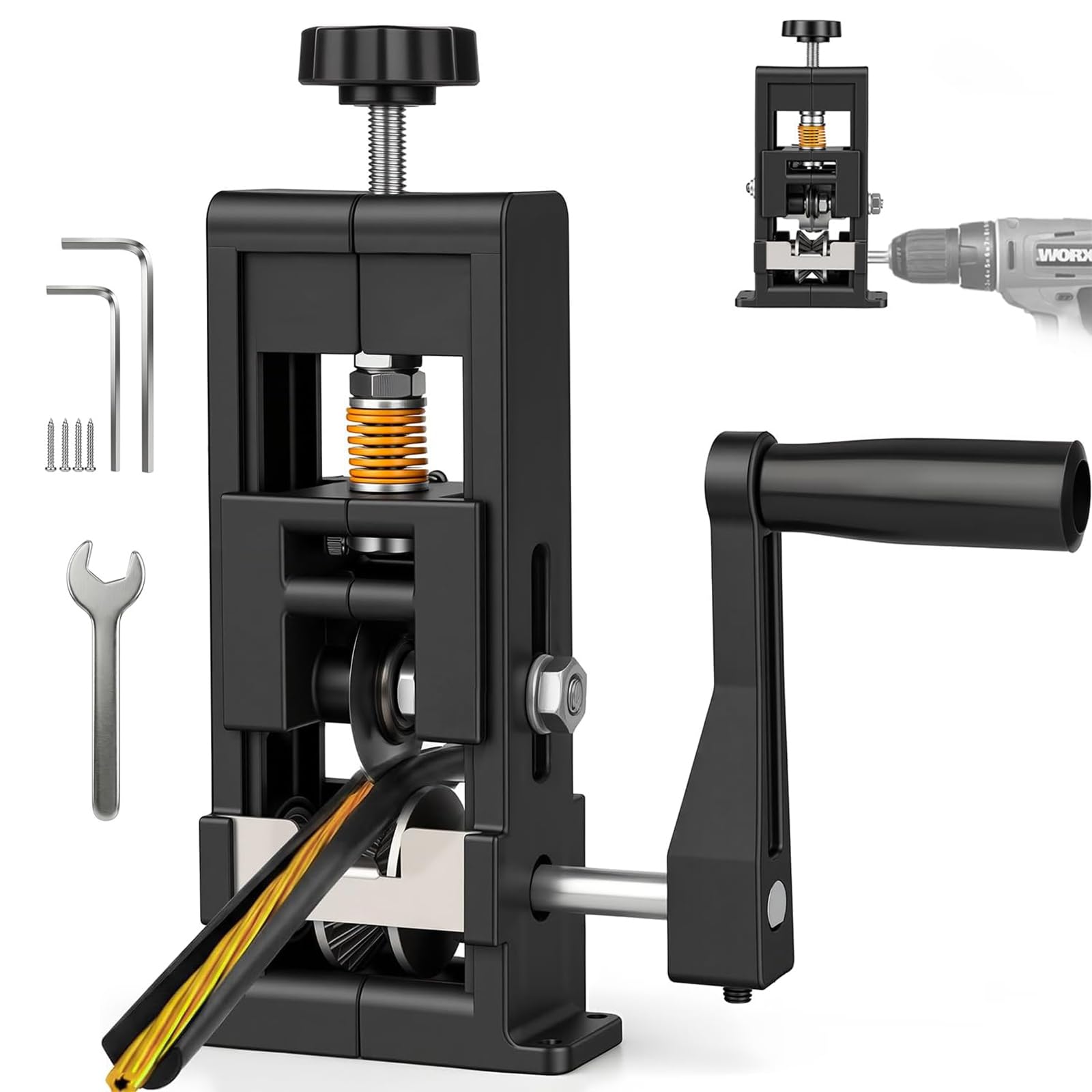 Wire Stripper 1-25mm Machine, Portable Cable Stripping Machine for Hand Crank or Electric Drill Powered, Can be Fixed or Removed Wire Stripper, Cable Stripper Efficient Tool for Scrap Copper Recycling