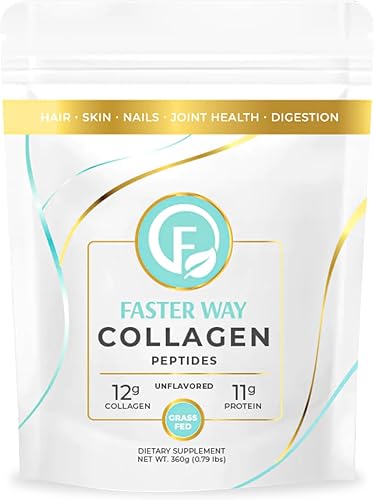 Faster Way - Péptidos de colágeno - 0.44 oz de colágeno hidrolizado + 0.43 oz de proteína por porción - cabello, piel y uñas - Aminoácidos -