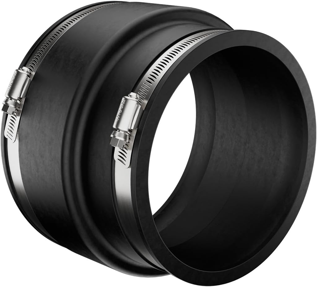 Fernco P1002-46 4" x 6" Flexible PVC Sewer Drain Pipe Coupling for Clay to Cast Iron, Plastic or Steel Plumbing Waste Connections