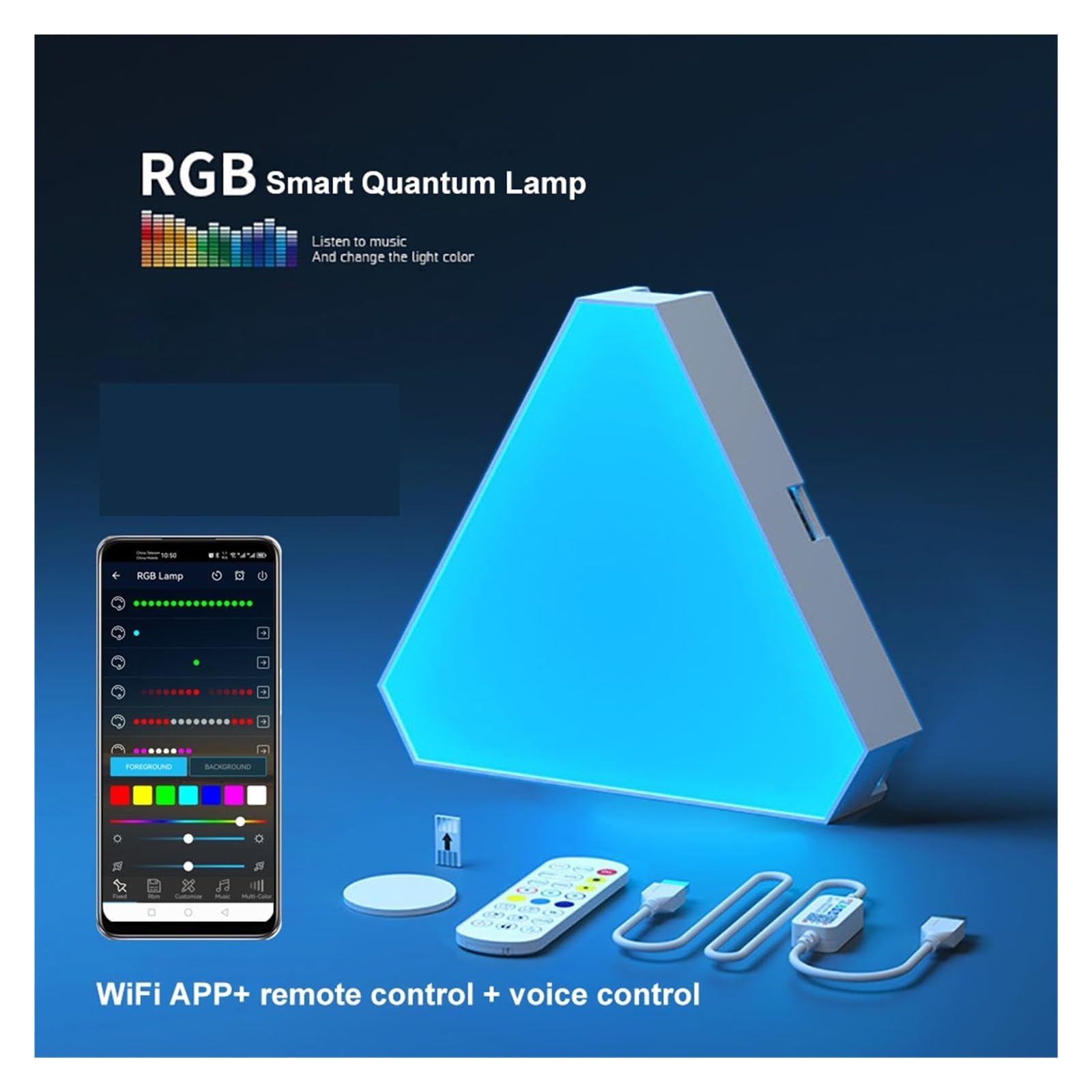 Trójkątna Lampa Kwantowa LED RGB, Ścienna, Inteligentny Odbiór Rytmu, Światło Tła Do Sypialni, Lampka Nocna, Dekoracja Biura CiepłA I Komfortowa Atmosfera(12 PCS,WiFi APP No Plug)