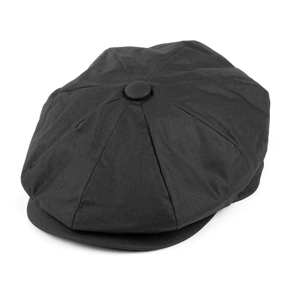 Jaxon & James Oilcloth Water Resistant Newsboy Cap - Black - 2XLARGE