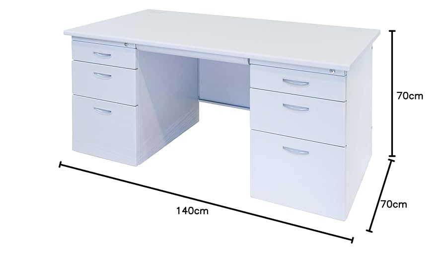 Amazon | 事務机 両袖机 スチールデスク W1400*D700*H700mm