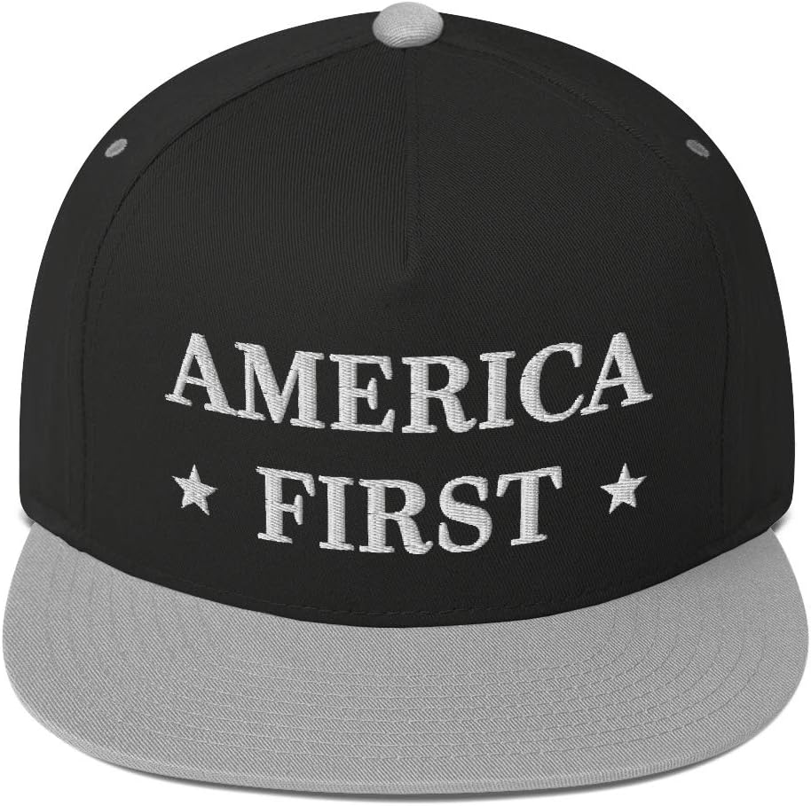 America First Hat (Embroidered Flat Bill Snapback Cap) USA Patriot, July 4th Pride