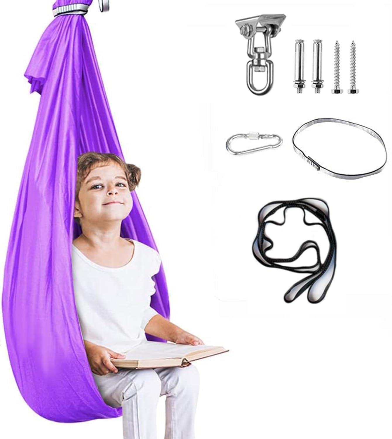 Aokitec Therapy Swing for Kids with Special Needs (Hardware Included) Snuggle Swing Cuddle Hammock Indoor Adjustable Aerial Yoga for Children with Autism, ADHD, Asperger, Sensory Integration