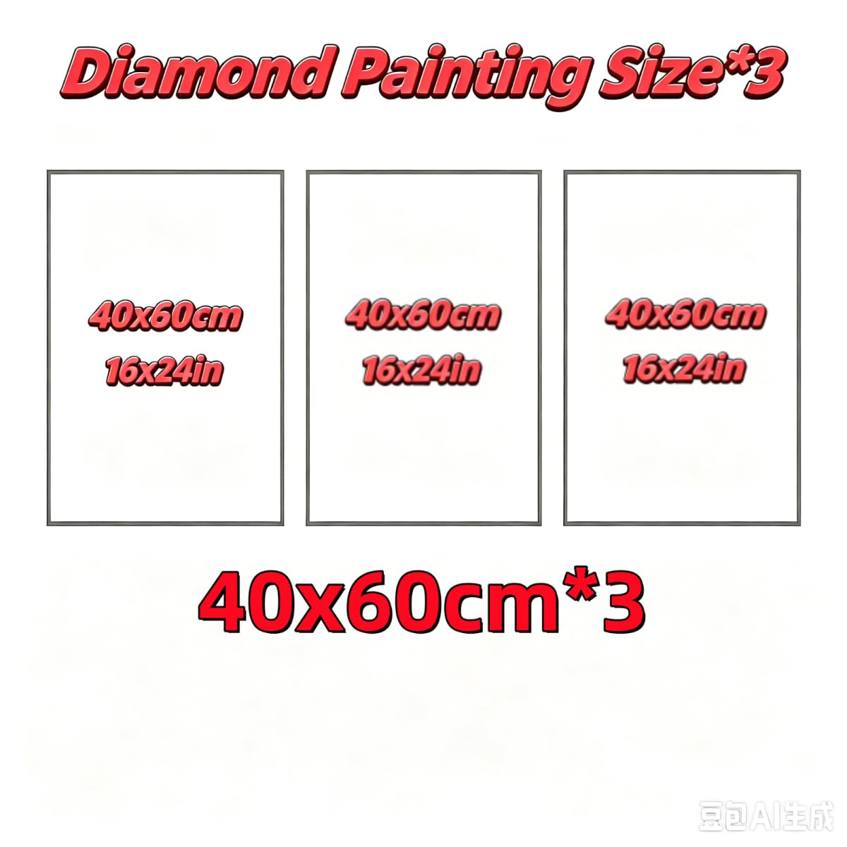 Model0712 zestaw 3 sztuk do malowania diamentami 5D "zrób to sam" dla dorosłych z diamencikami 40 x 60 cm x 3 szt., zestaw do malowania diamentami Champ de BLé, kamienie strasu, zestaw embralidery do