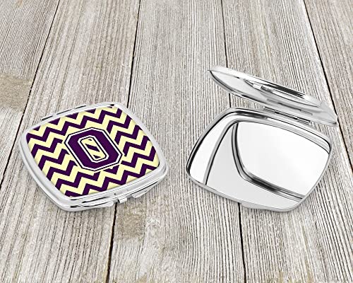 Espejo compacto rectangular de chevron morado y dorado miniatura 3