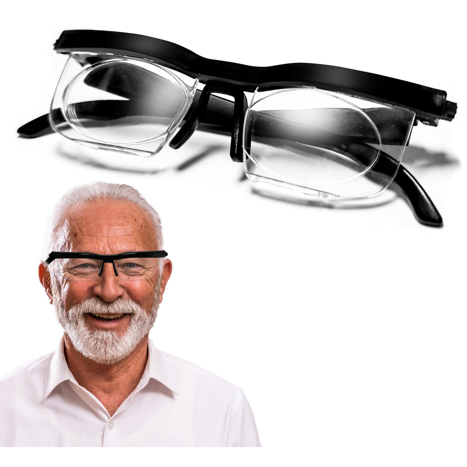 1 PCS Flex Focus Adjustable Glasses Dial Vision,FlexVision Adjustable Eyeglasses,Clear View Adjustable Reading Glasses for Seniors Men and Women