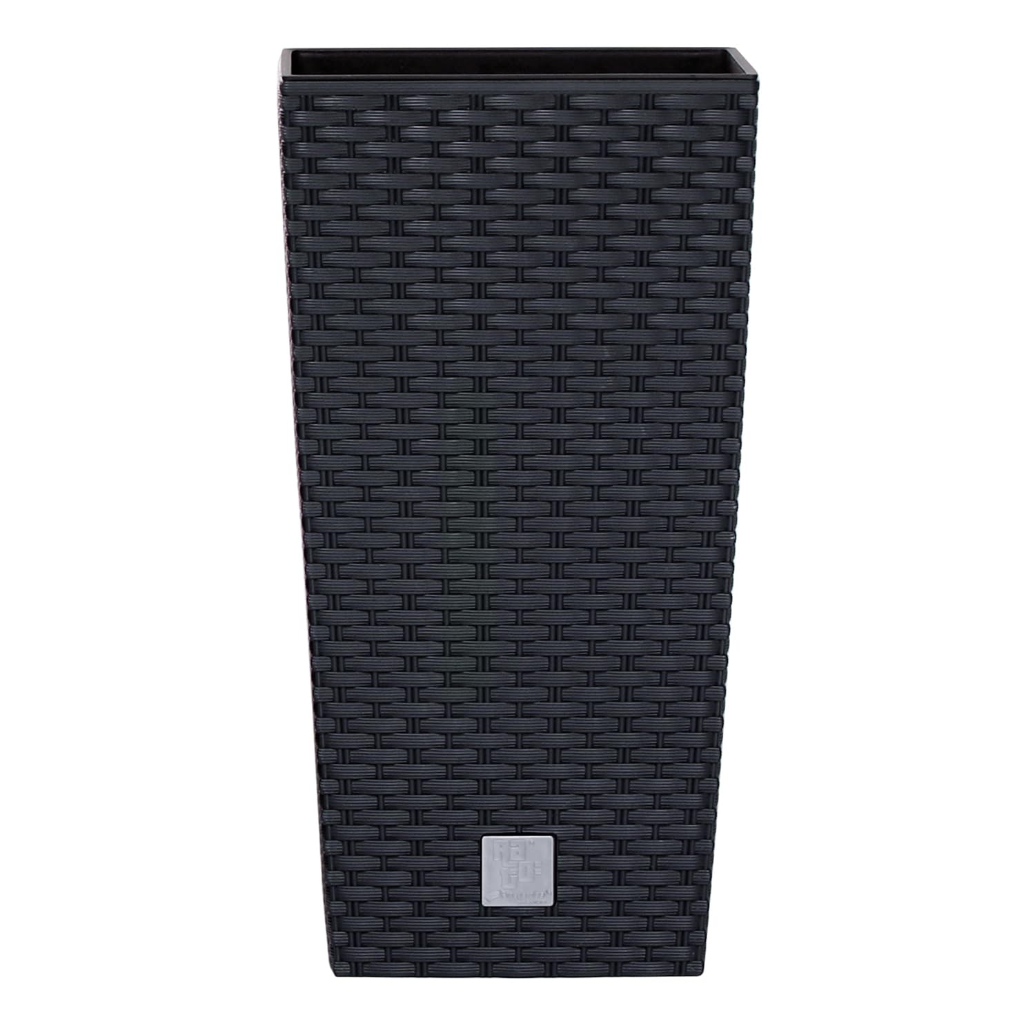 IMJ-Global Vaso Fioriera per piante Fiori DRTS Grande H61 Simil Rattan da interno esterno Quadrato Alto Nero 49 Litri 32,5x32,5x61 cm design Moderno in plastica da balcone