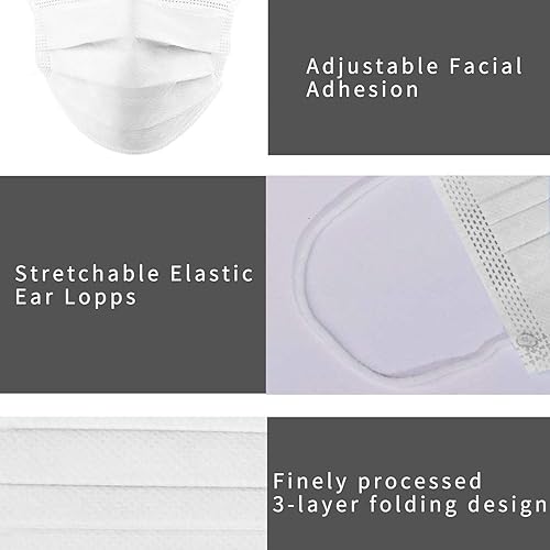 Miniatura 10 de Mascarillas desechables para adultos, de 3 capas, protección contra el polvo, protección de seguridad (paquete de 50)