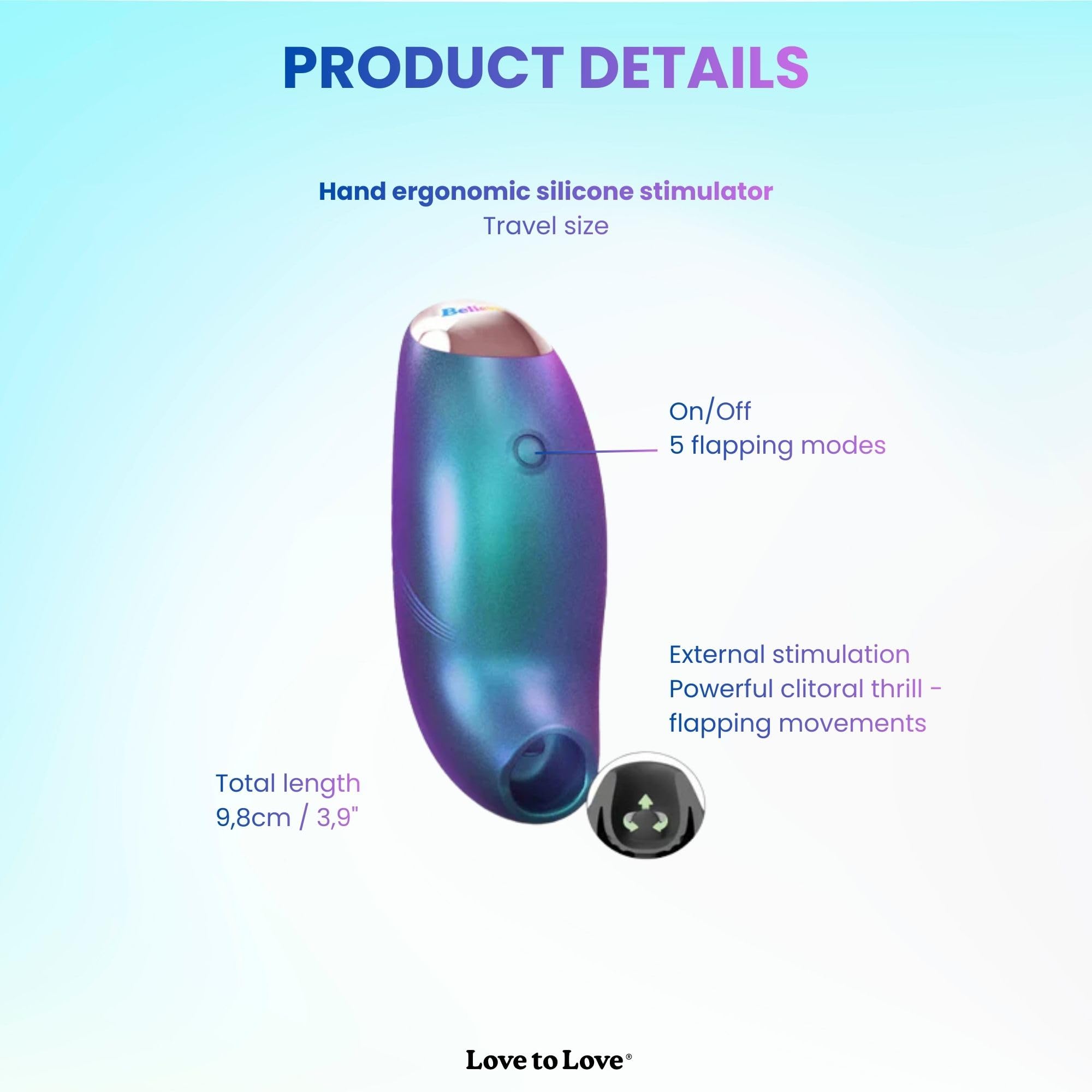 Love to Love Believer – Stimolatore clitorideo a suzione con tecnologia flapping, sex toy da donna telecomandato in silicone, ricaricabile, impermeabile IPX7, formato viaggio