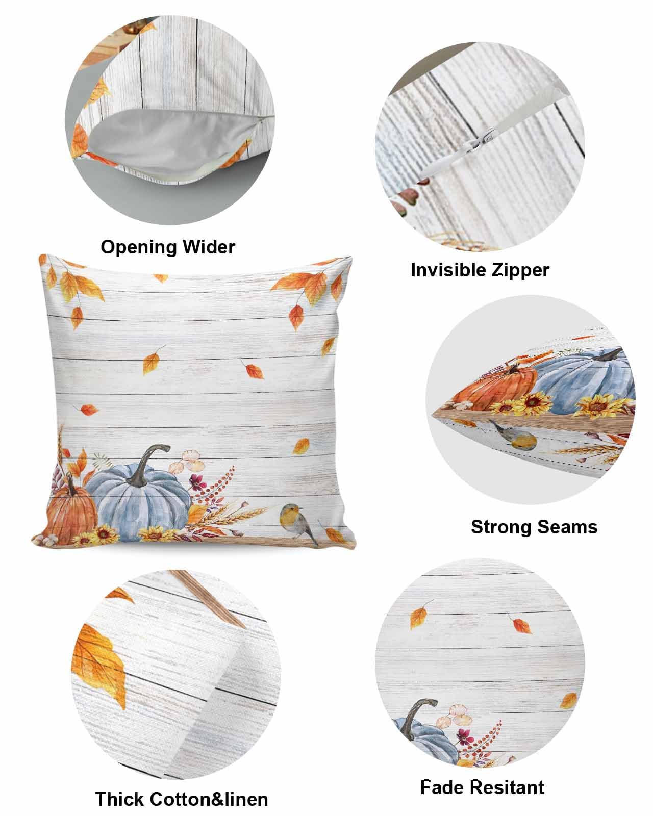 Fundas De Almohada De Otoño De 16 X 16 Pulgadas, Juego De 4 Almohadas Decorativas De Otoño, Acción De Gracias, Cosecha, Agradecimiento, Decoración De Otoño, F057-naranja 16