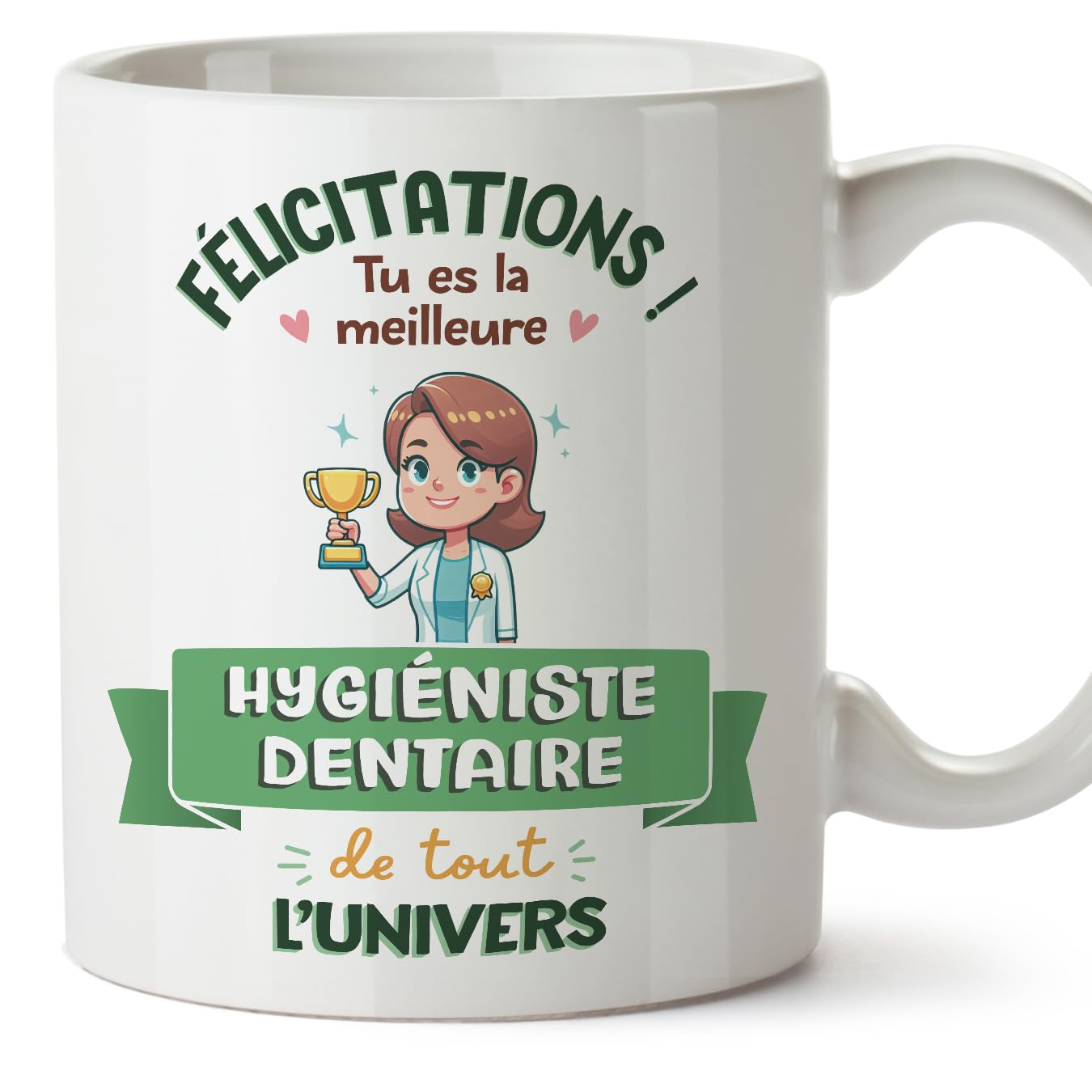 MUGFFINS Dental Hygienist Woman Mug - in French - Meilleur Univers Trophée - Funny Gift for Colleagues - Ceramic 11oz Mug — image 1
