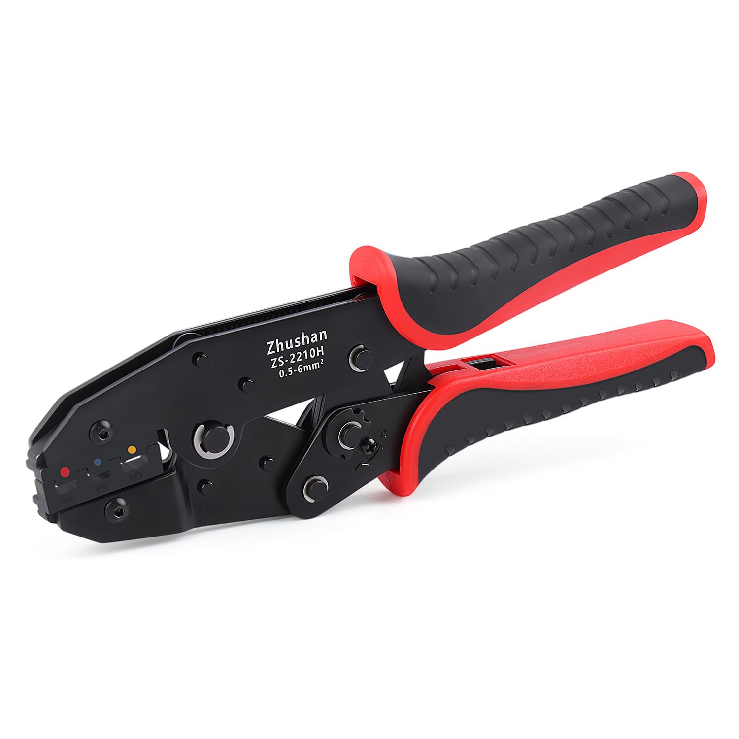 Zhushan Crimpadora de alambre para conectores termorretráctiles, conectores de terminal de alambre de trinquete, herramienta de crimpado termorretráctil para conectores de nailon aislado y cables