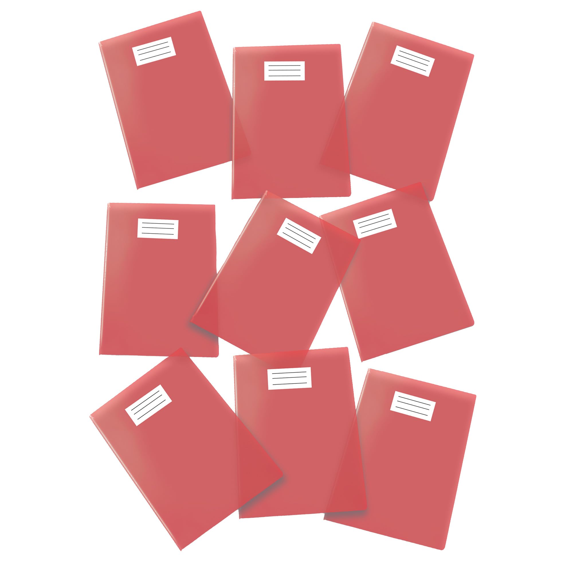 Pigna, 25 x Maxi Coloured Transparent PVC Notebook Cover Notebook Covers A4 210 Micron with Flaps and Corner Pocket Red
