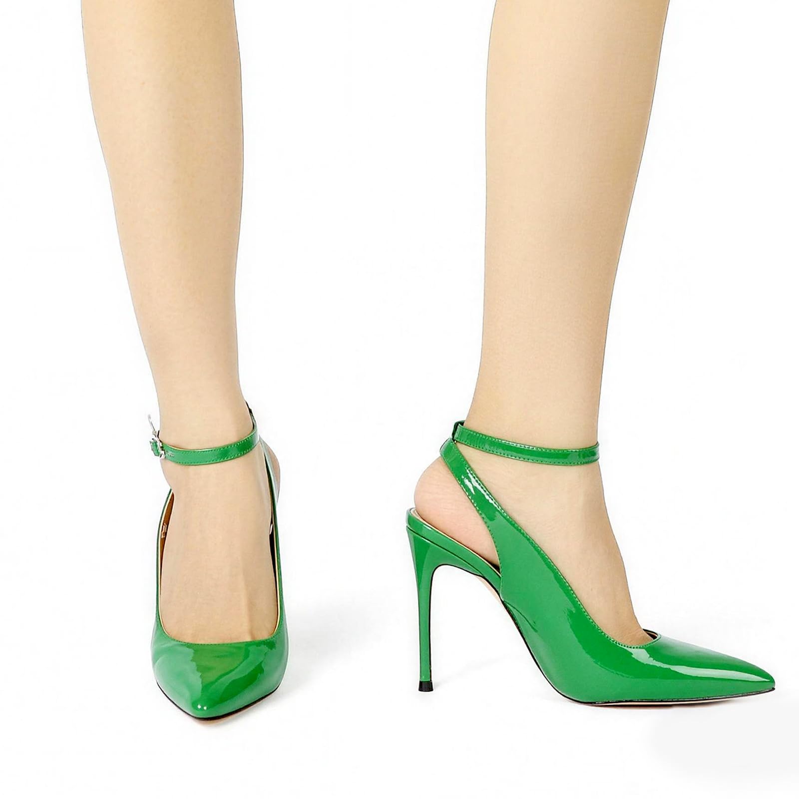 Damskie szpiczasty nosek wysokie obcasy damskie szpilki typu slingback regulowany pasek na kostkę otwarte plecy odkryty obcas gładka sztuczna skóra szykowne na co dzień do pracy biura randka noc