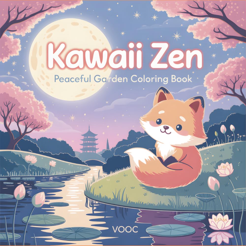 Kawaii Zen: Peaceful Garden Coloring Book - Cute Animals, Lotus Ponds, Cherry Blossoms, and Tranquil Japanese Temple Scenes for Relaxation and Mindfulness (Anime Coloring Books - Craft Your Calm)