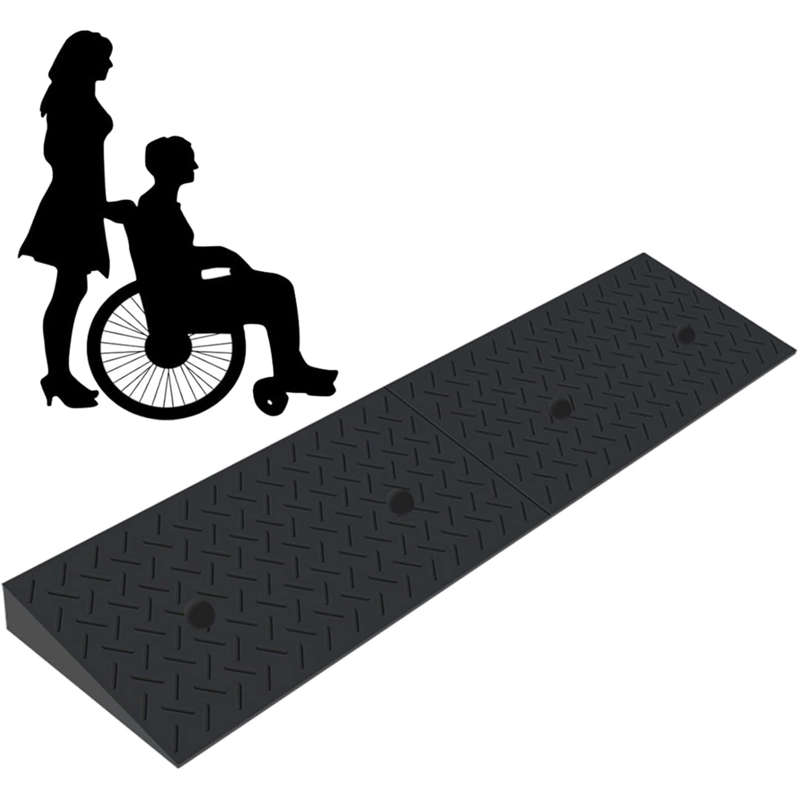 Rampa dla mobilności, (:"Rampa progowa, trwała rampa progowa z litej gumy, 10 cm podwyższenie progu rampy drzwi 3-kanałowa osłona linki gumowa solidna rampa progowa do wózka inwalidzkiego i SC