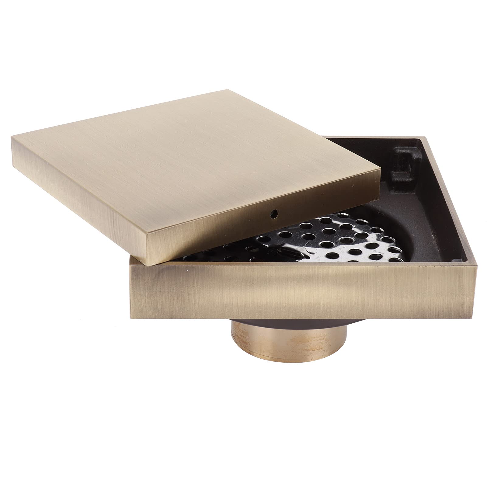 Scarico A Pavimento Per Doccia 10x10 Cm - In Ottone, Con Filtro Antiodore, Design Efficiente E Moderno