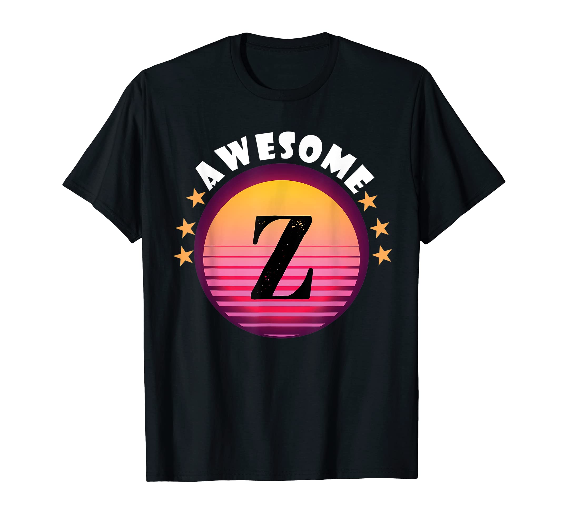 Letter Z Initial Name Sunset Pink letter z Monogram Alphapet T-Shirt