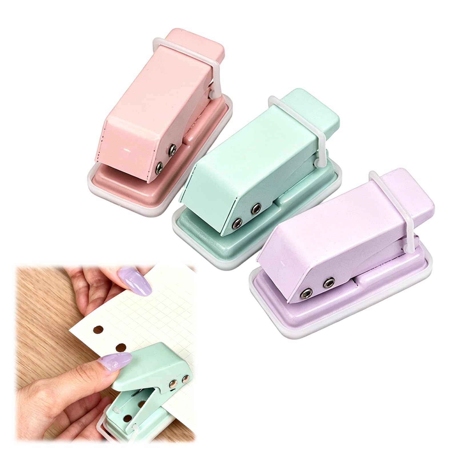 3 Pcs Mini Hole Punch, Durable and Shock-Resistant Small Hole Punch