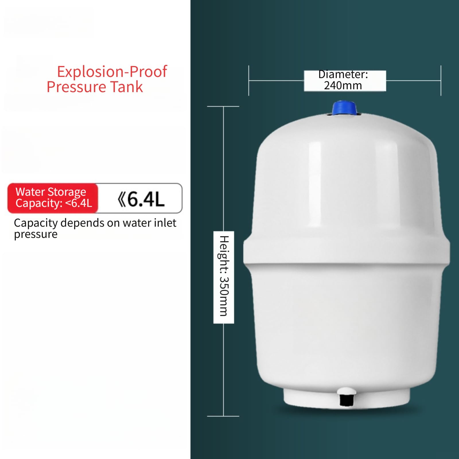 Serbatoio di stoccaggio ad osmosi inversa 1.3L Serbatoio di stoccaggio ad
