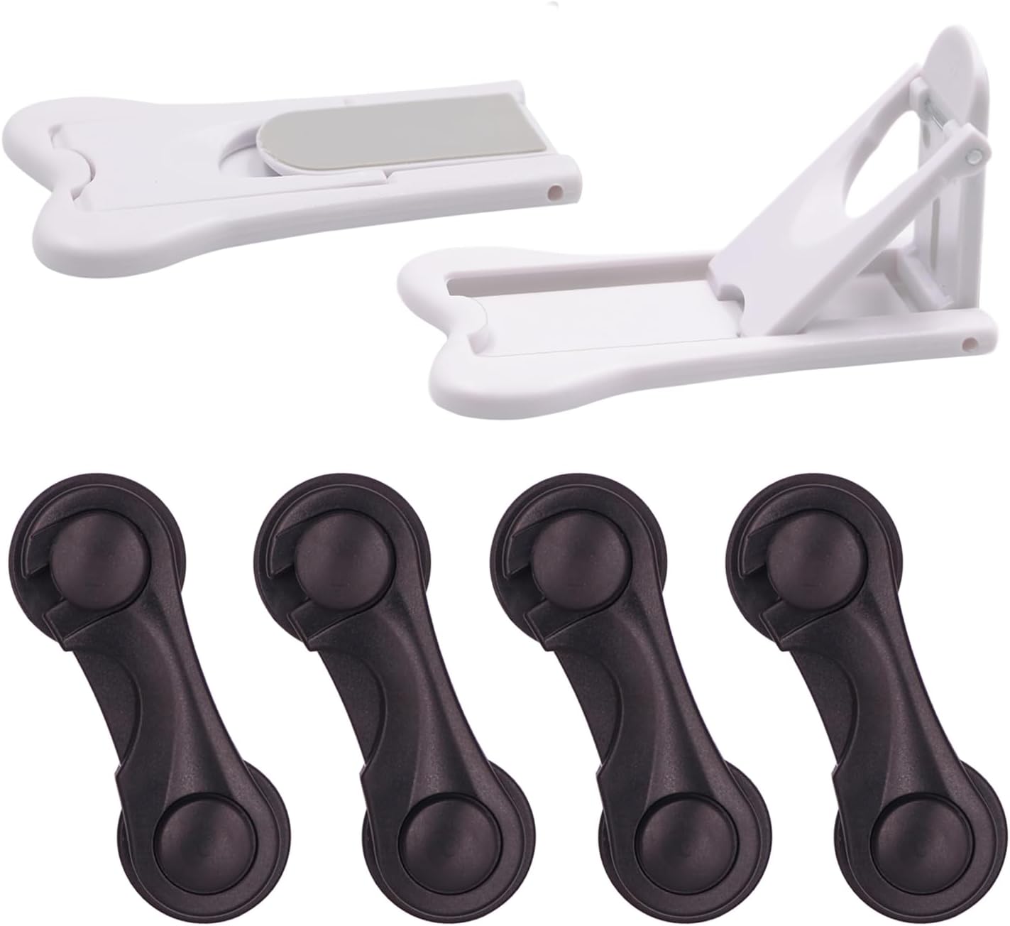 Child Safety Sliding Door Locks 2 Pack + Black Child Proofing Cabinet Locks 4 Pack