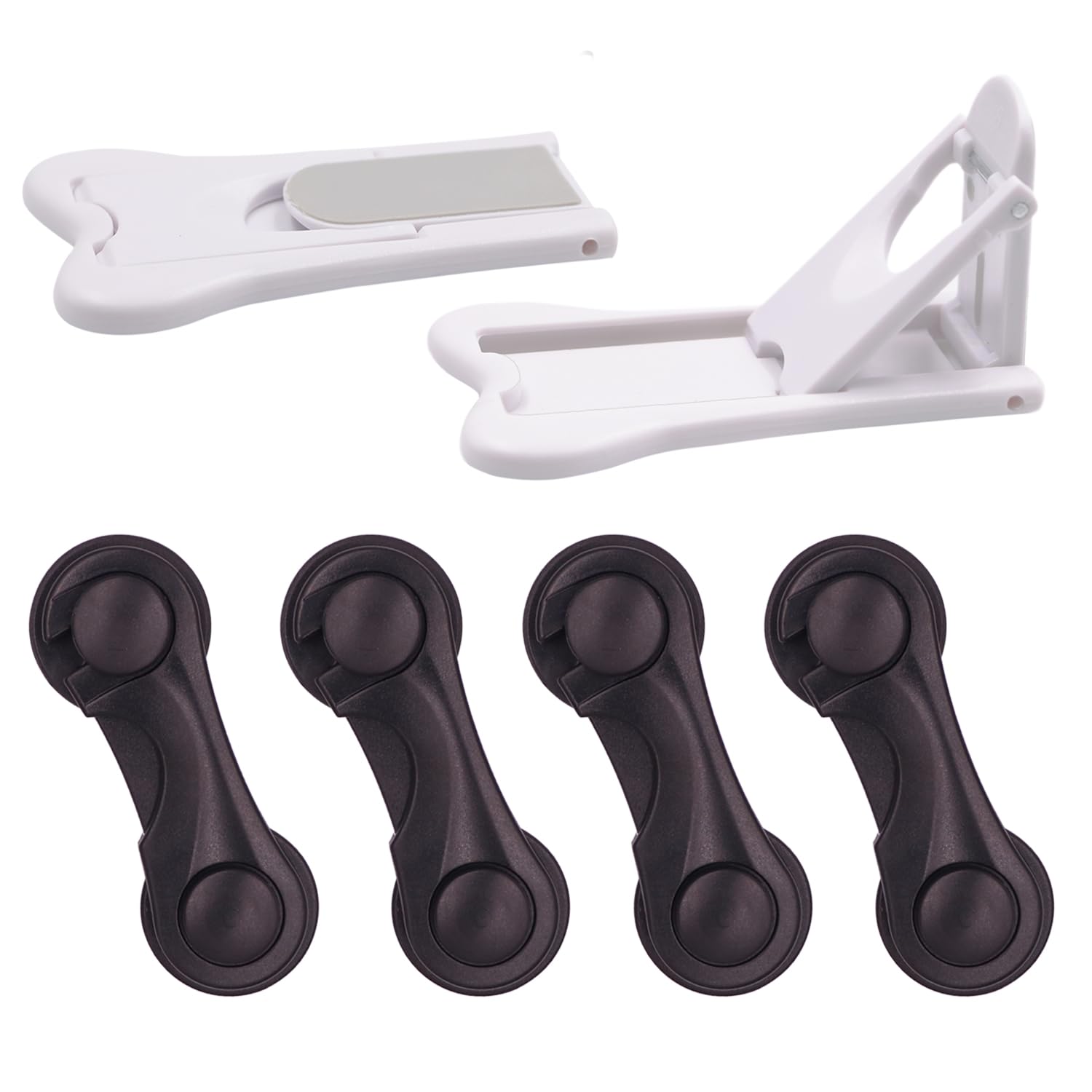 Child Safety Sliding Door Locks 2 Pack + Black Child Proofing Cabinet Locks 4 Pack