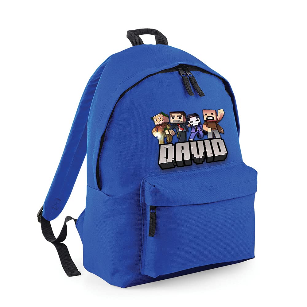 Getagift Boys Bright Royal Personalised Any Name Cool Pixel Art Funny Video Gamer, Gaming Enthusiast, Back To School, Fashion Backpack For Nursery/Preschool, Bookbags For Kids/Teen Fashion Rucksack Bag. (Bright Royal)