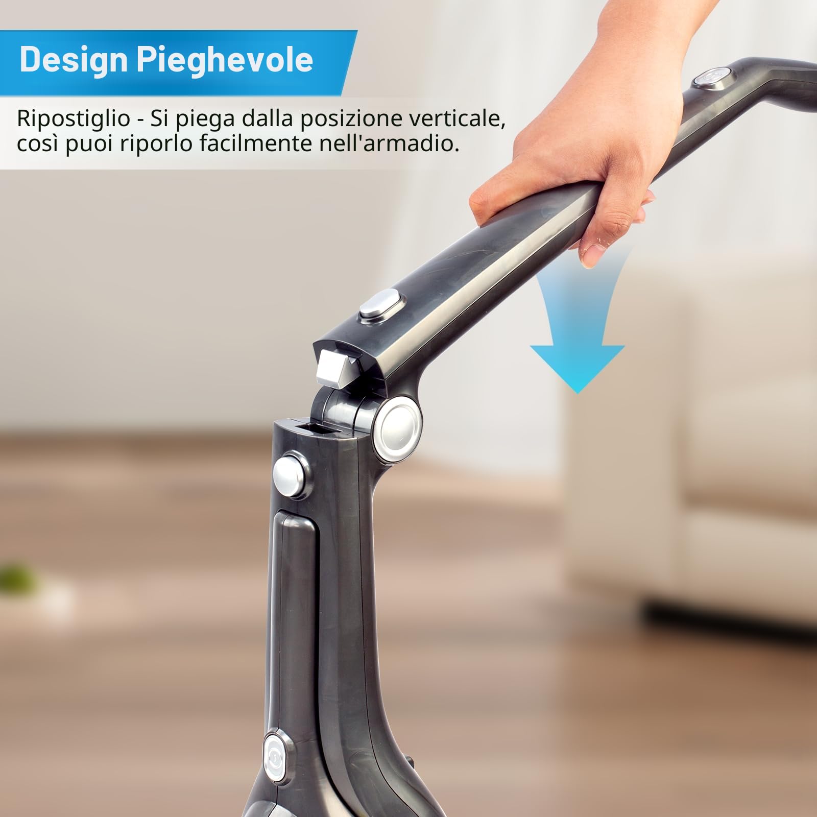 Akitas U10 2in1 Potente Aspirapolvere Senza Fili Scopa Elettrica Verticale a Batteria Leggero 22,2v 150W con Batteria al Litio Ricaricabile per Pavimenti, Tappeti e Peli degli Animali Domestici