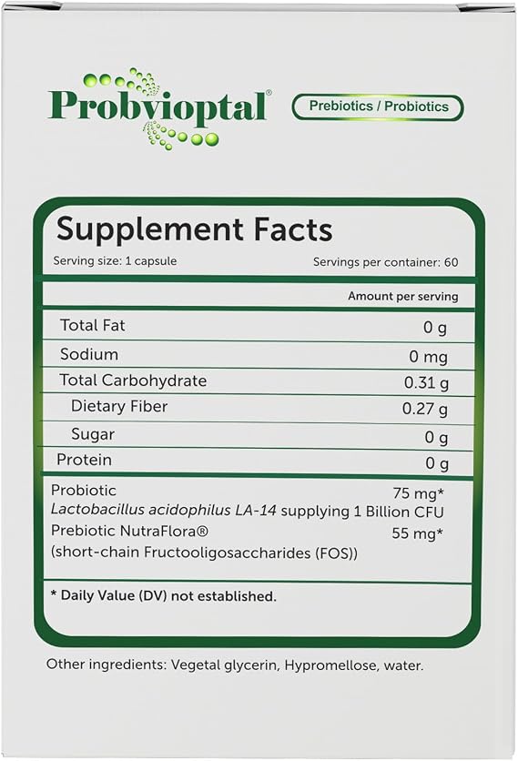 Vivioptal Vitamins Probvioptal, 60 Capsules, Probiotics & Prebiotics, Duocap, 1 Billion CFU, Gluten Free