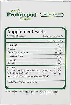 Vivioptal Vitamins Probvioptal, 60 Capsules, Probiotics & Prebiotics, Duocap, 1 Billion CFU, Gluten Free