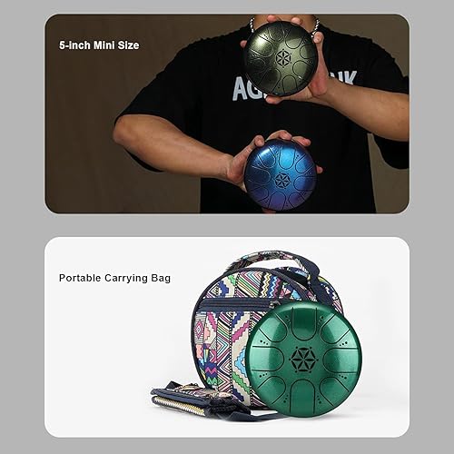 Miniatura 4 de Tambor de lluvia para jardín exterior, tambor de lengua de acero con bolsa de transporte, kit de tambor de tanque de mano de 5 pulgadas y 8 notas,