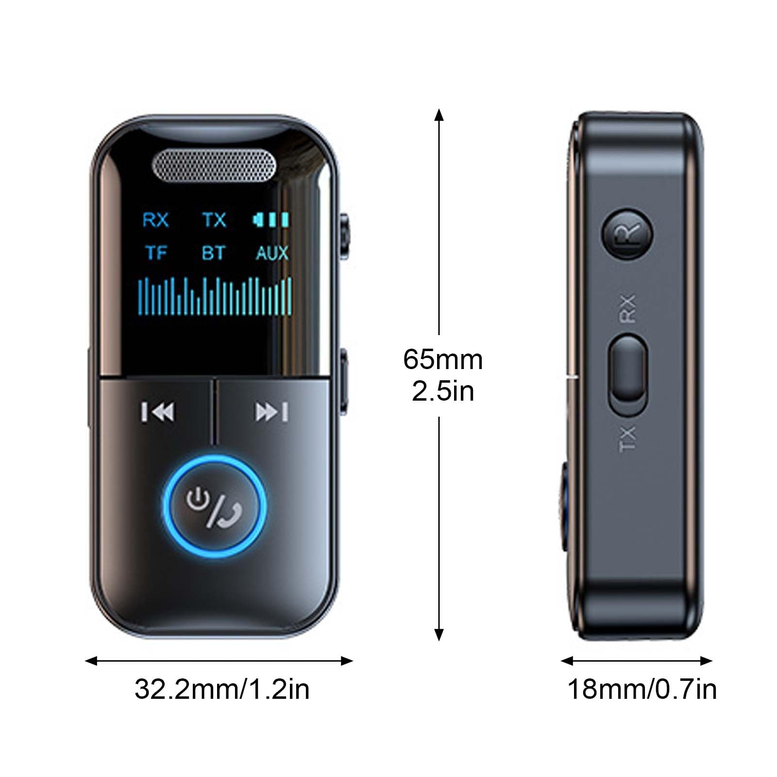 Colexy Adapter Bluetooth 2 w 1 Odbiornik i nadajnik, Bluetooth 5.3 do TV/samochodu/samolotu, podwójne parowanie, gniazdo 3.5mm, do 12 godzin użytkowania