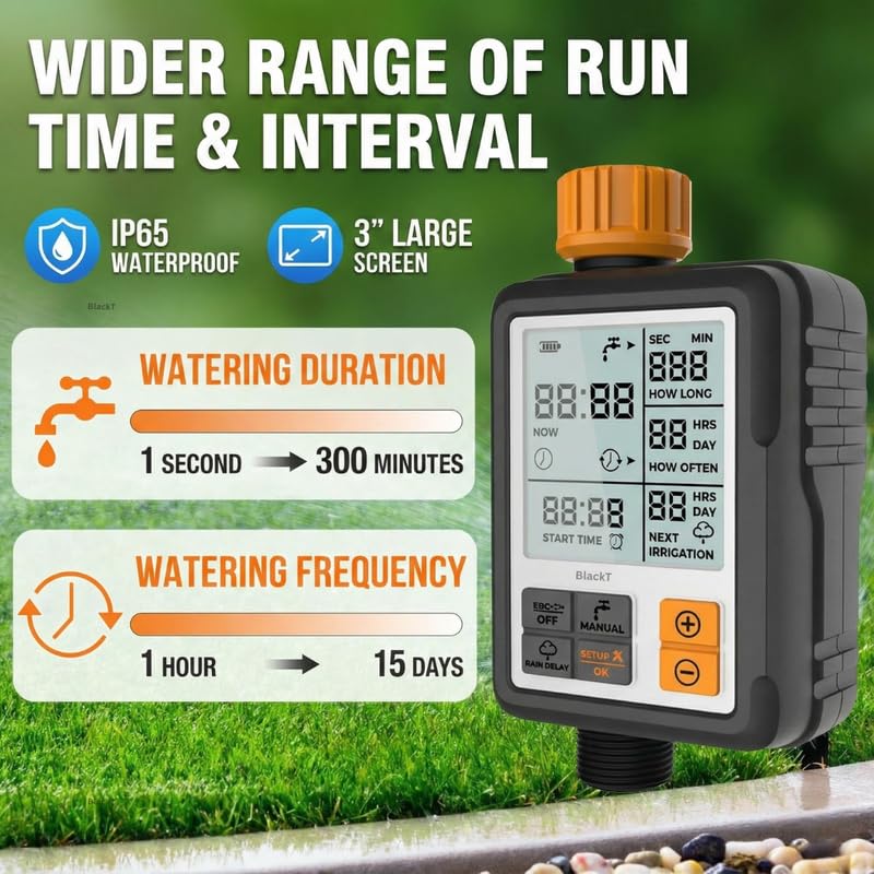 Image of Blackt Electrotech (BT42GA) Drip Irrigation Kit Digital Water Timer Controller | Automatic Smart Watering, Programmable, Child Lock, Large Display & Adapter Included