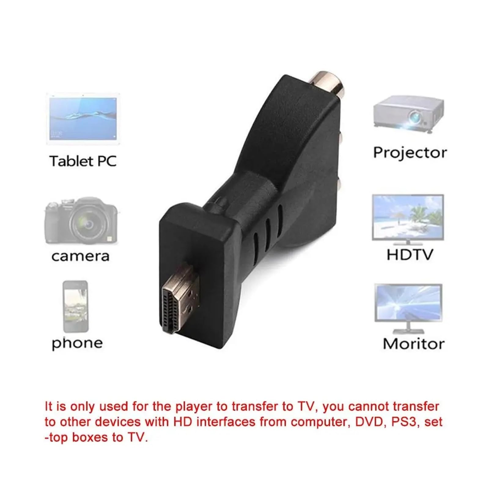 Adattatore audio AV da HDMI a 3 RCA, convertitore rosso, bianco e giallo, per HDTV