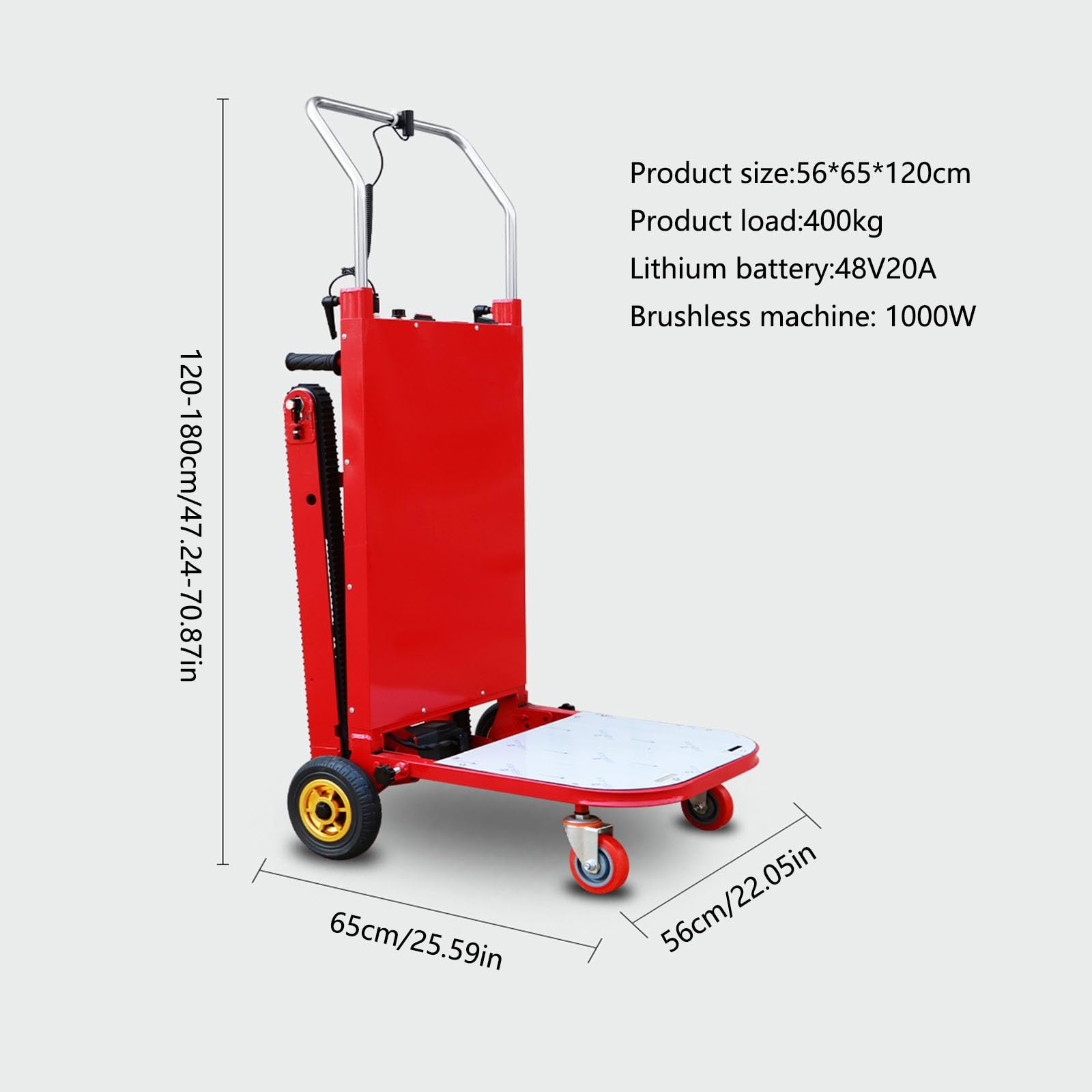 Carrelli manuali for salire le scale elettrici, Carrello mobile for montascale pieghevole for carichi pesanti for la distribuzione logistica di magazzino in movimento familiare (Size : 1000W48V20A)