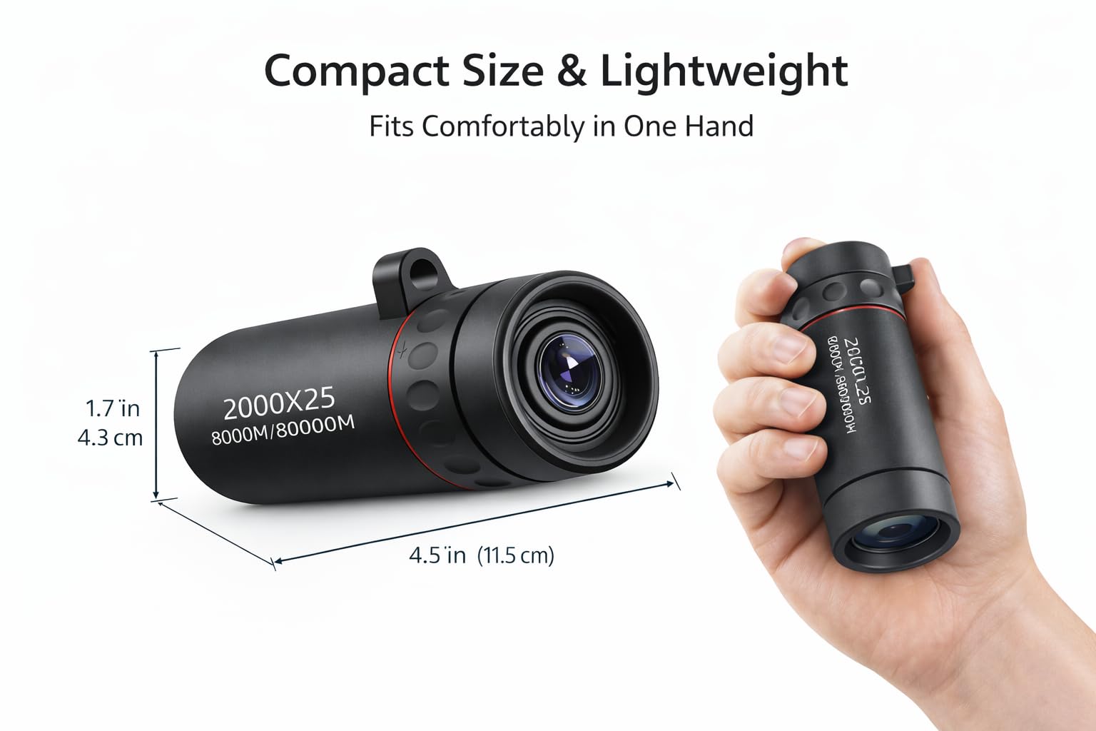 Monoculaire HD 12x – Télescope De Poche 2000x25, Grossissement Puissant
