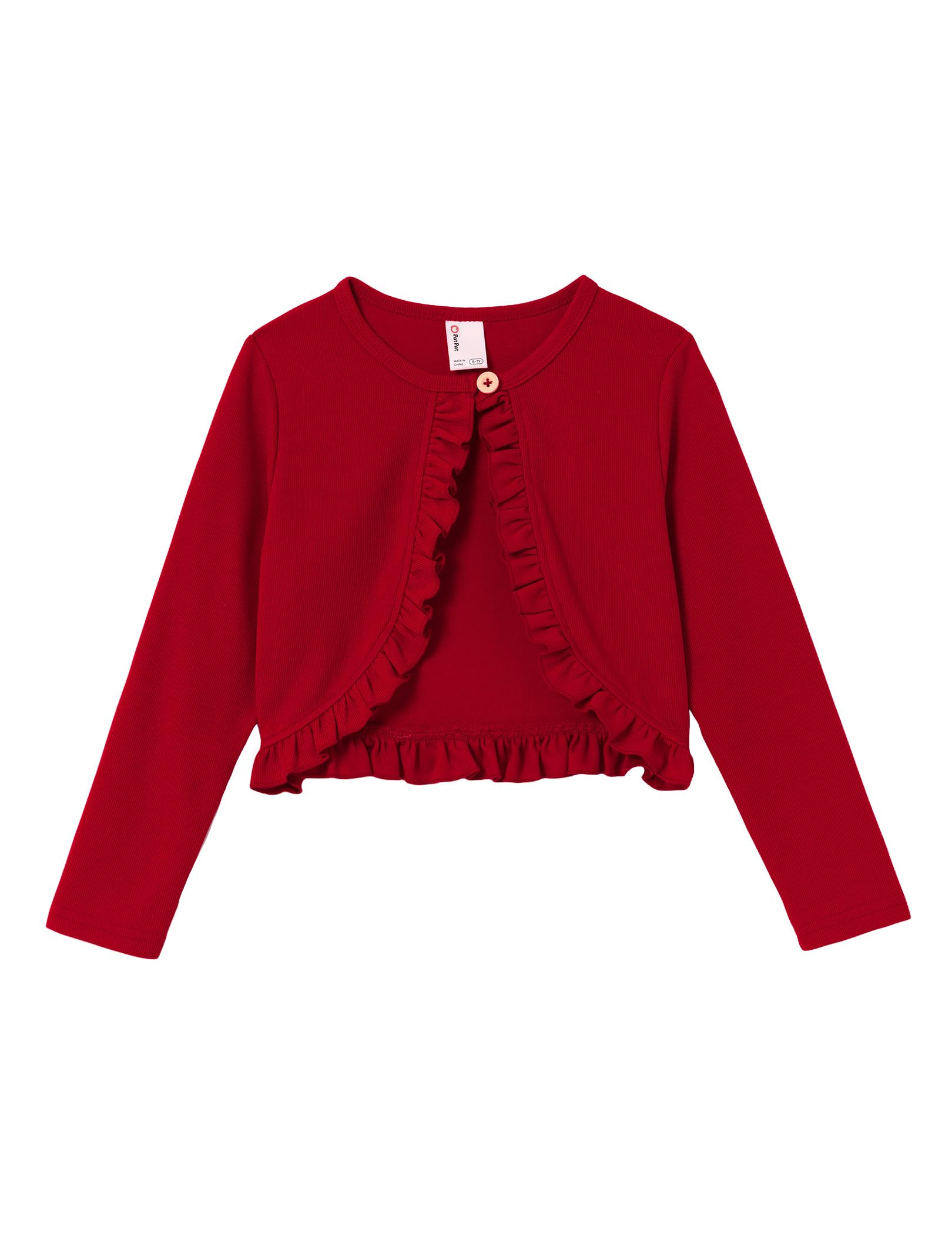 PATPAT Girls Cardigan Bolero Ruffle Open Front Button Cover Up Tops 4-12Y