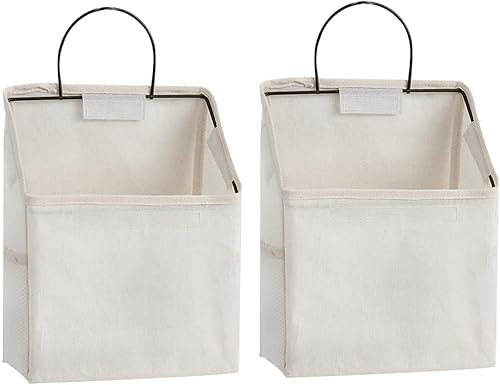 2 bolsas de almacenamiento para colgar en la pared, cesta organizadora de escritorio, cesta de almacenamiento colgante de lino de algodón para