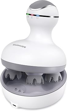 cotsoco Electric Cordless Head & Scalp Massager with Kneading 84 Nodes, Handheld Waterproof Hair Massager with Magnetic Charging Base for Hair Growth, Stress Relax & Deep Clean, Gifts for Dad Mom