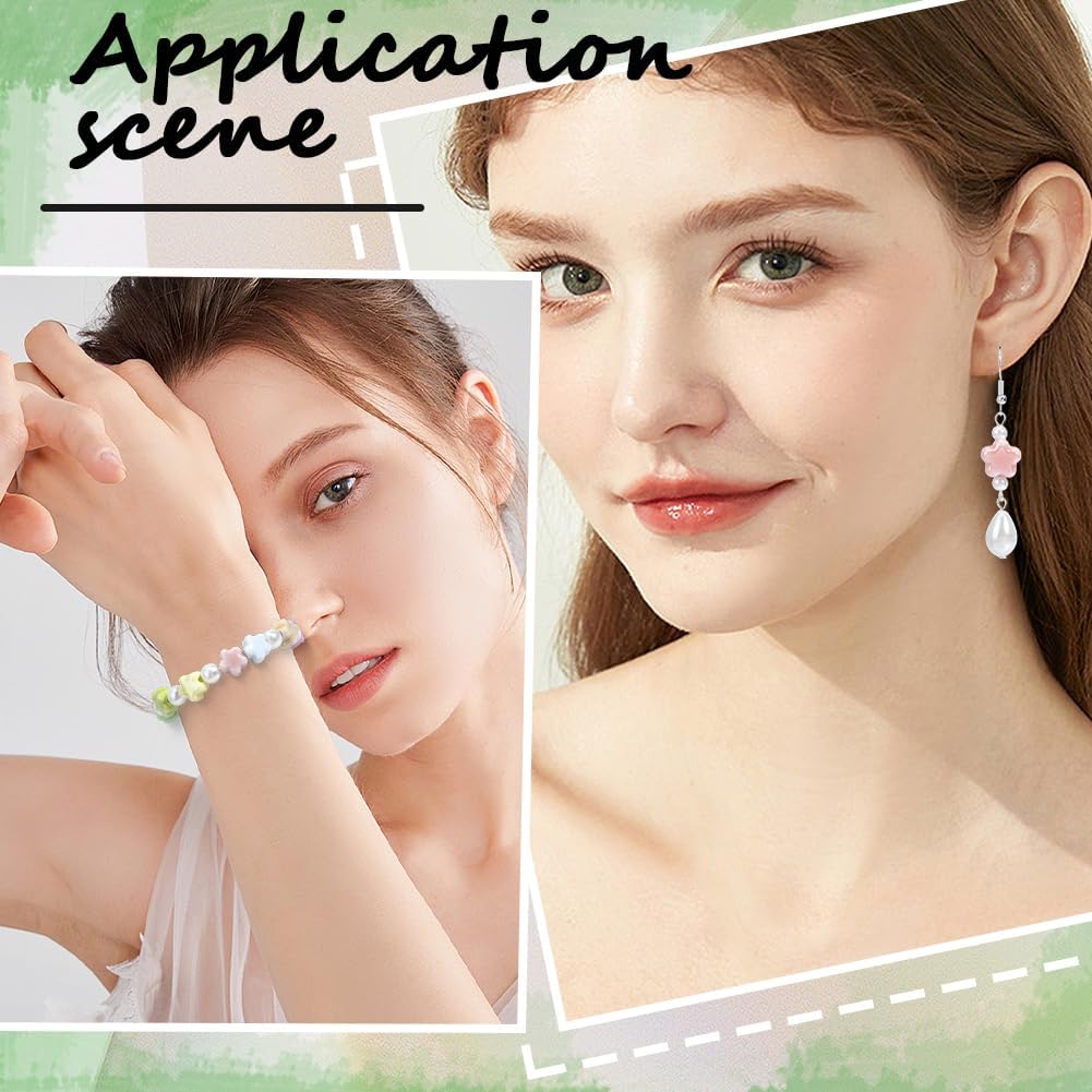 1 Box 50PCS Flower Shape Ceramic Beads with Holes Floral Porcelain Mixed Color Glazed Handmade Plum Blossom Spacer Loose Bead Bulk for Jewelry Making Necklace Bracelet DIY Craft Supply - Image 5