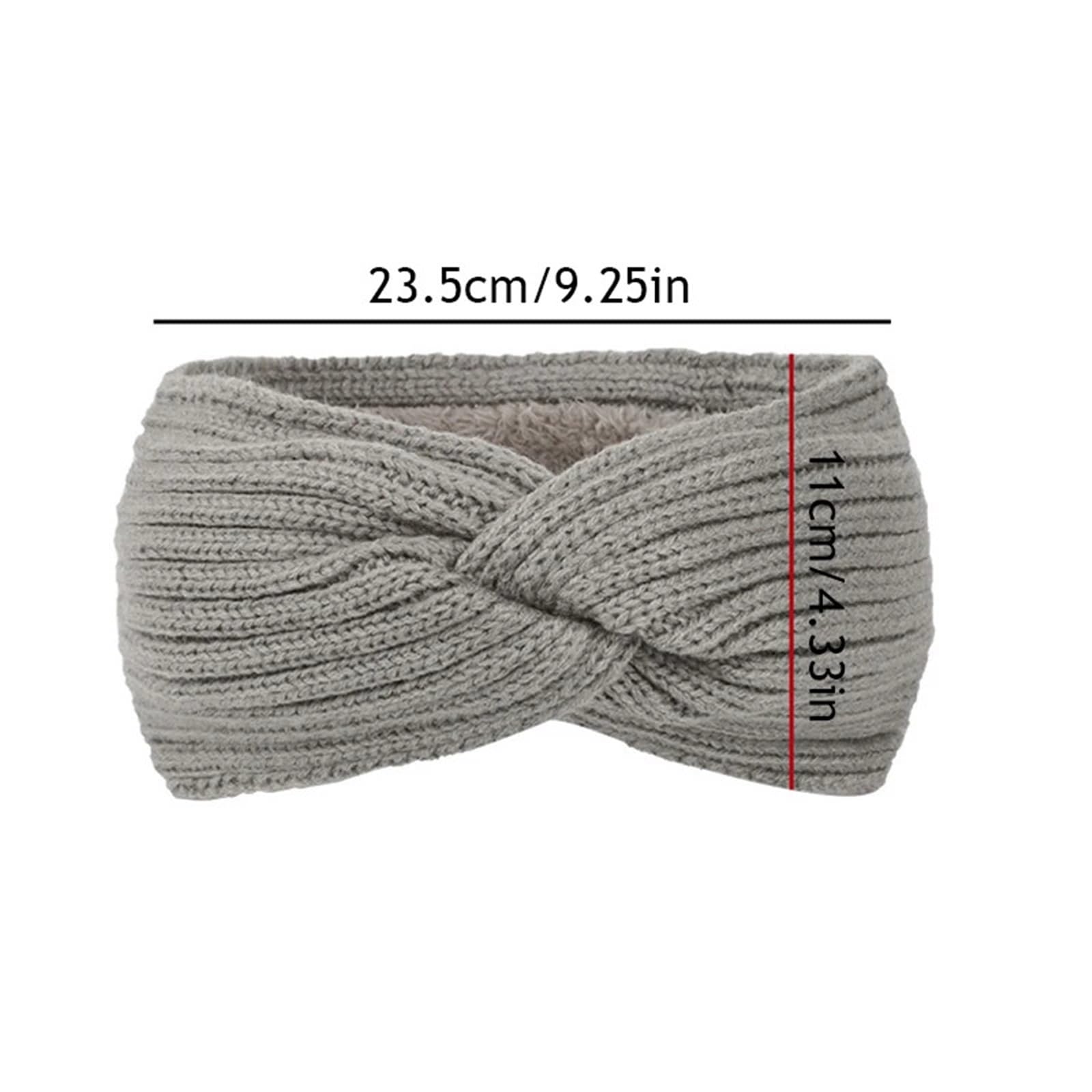 3 pezzi autunno inverno addensare lavoro a maglia fascia larga foderato in peluche for capelli turbante fasce for for le donne tenere in caldo scaldaorecchie femminili Per Donna(Deep Blue)