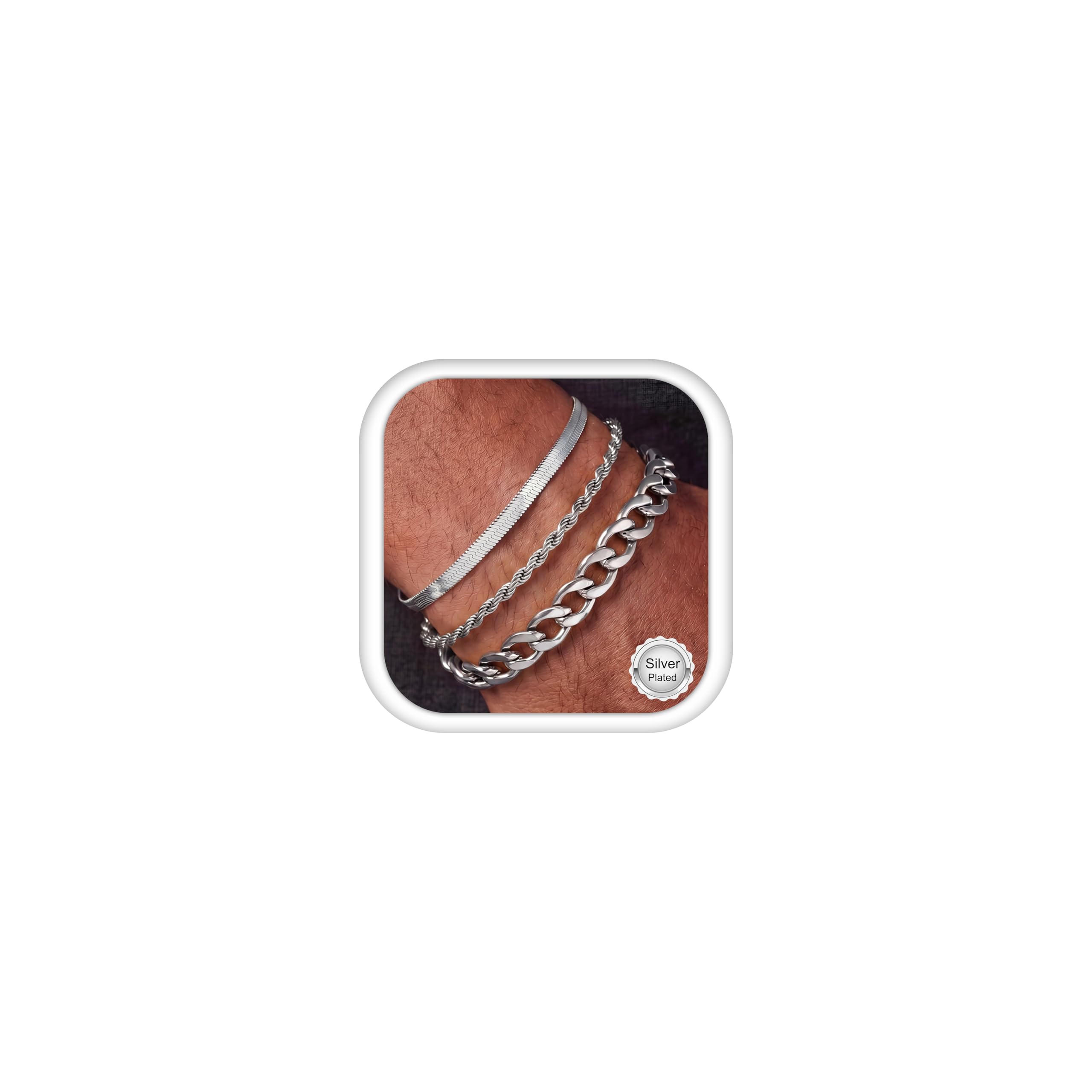 Morfetto 3Pcs Pulsera Hombre Acero Inoxidable No Se Empañan Cadena Set de Pulseras Hombre Oro Plata Robusto Brazalete Cadena Cubana Eslabones Caja Figaro Cómodo Regalos para Hombres