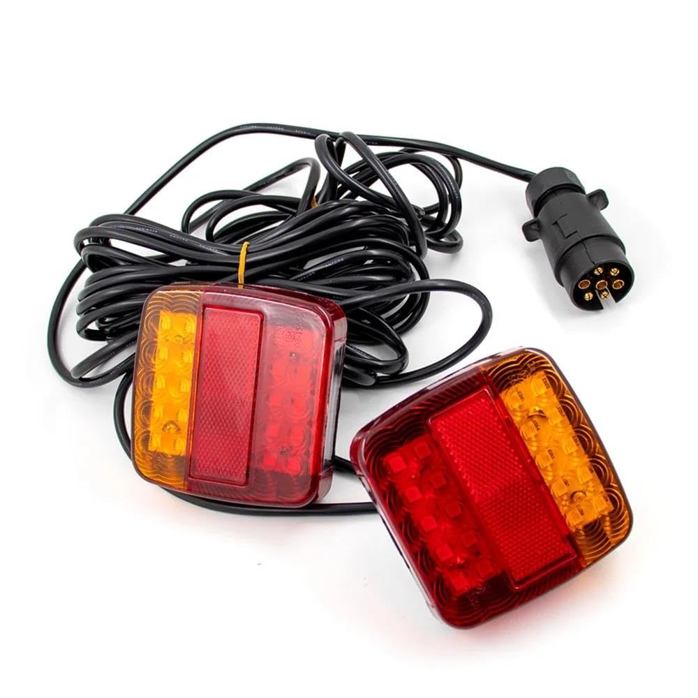 Générique Feux Stop 1 ensemble 12V remorquage arrière remorque feu 16 LED 10m câble 7 broches frein arrêt plaque d'immatriculation lampe lumières Feux Circulation