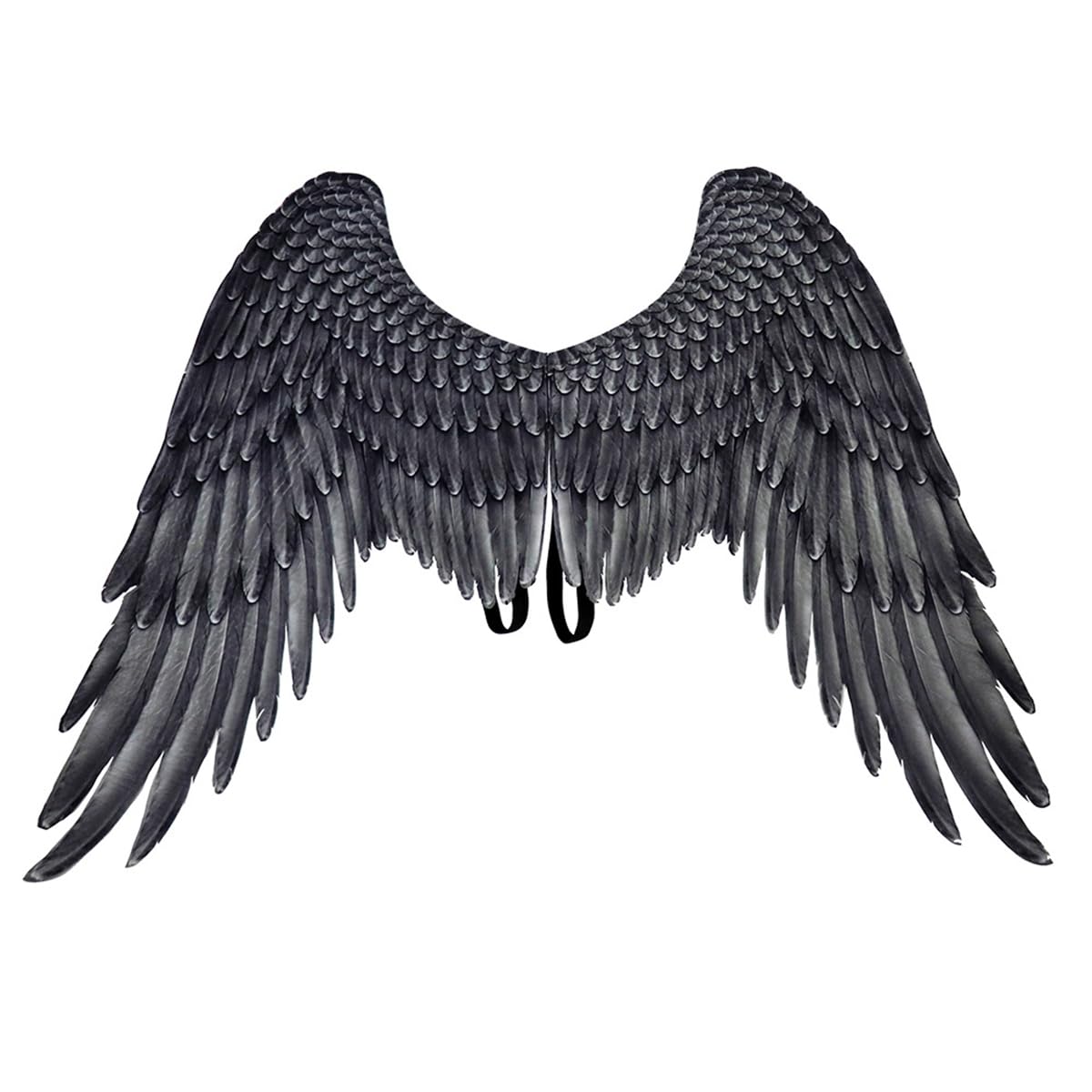 Costume d'ailes d'ange grandes ailes d'ange pour Halloween, accessoires de cosplay, ailes en plumes noires et blanches avec sangles élastiques