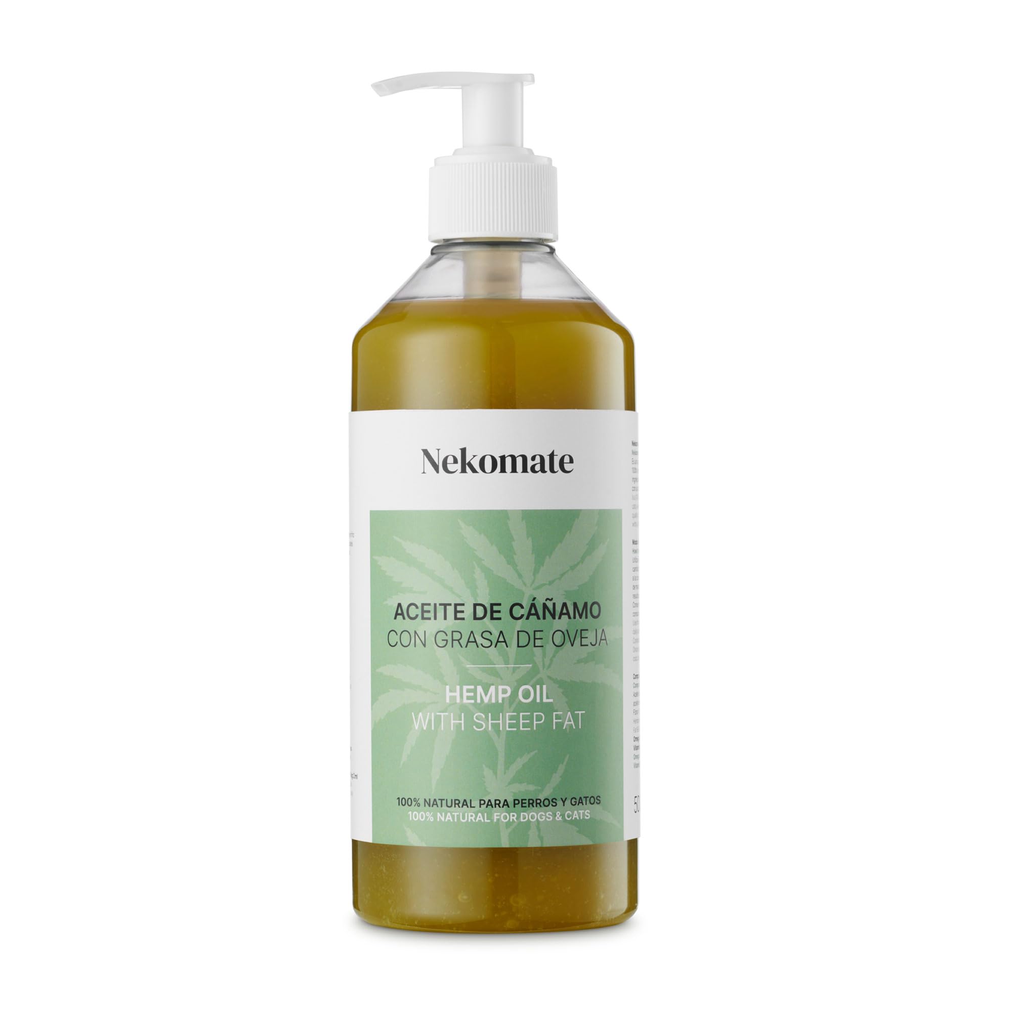 Aceite de Semilla de Cáñamo con Grasa de Oveja para Perros y Gatos, Ayuda a Comer, Mejora la digestión, Piel, Pelo y Articulaciones Saludables, Suplemento con Omega-3 y 6, Vitaminas B y E, 500ml