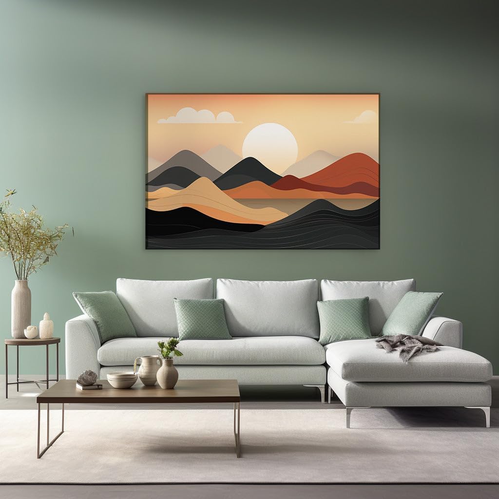 Canvas for Living room. Sunrise or Sunset: Serenity in Earth Tones, 27 x 18 inch Canvas Wall Art - Beach Sunsets And Sunrises - Modern Home Decor - 69x46 cm (27x18 inch)
